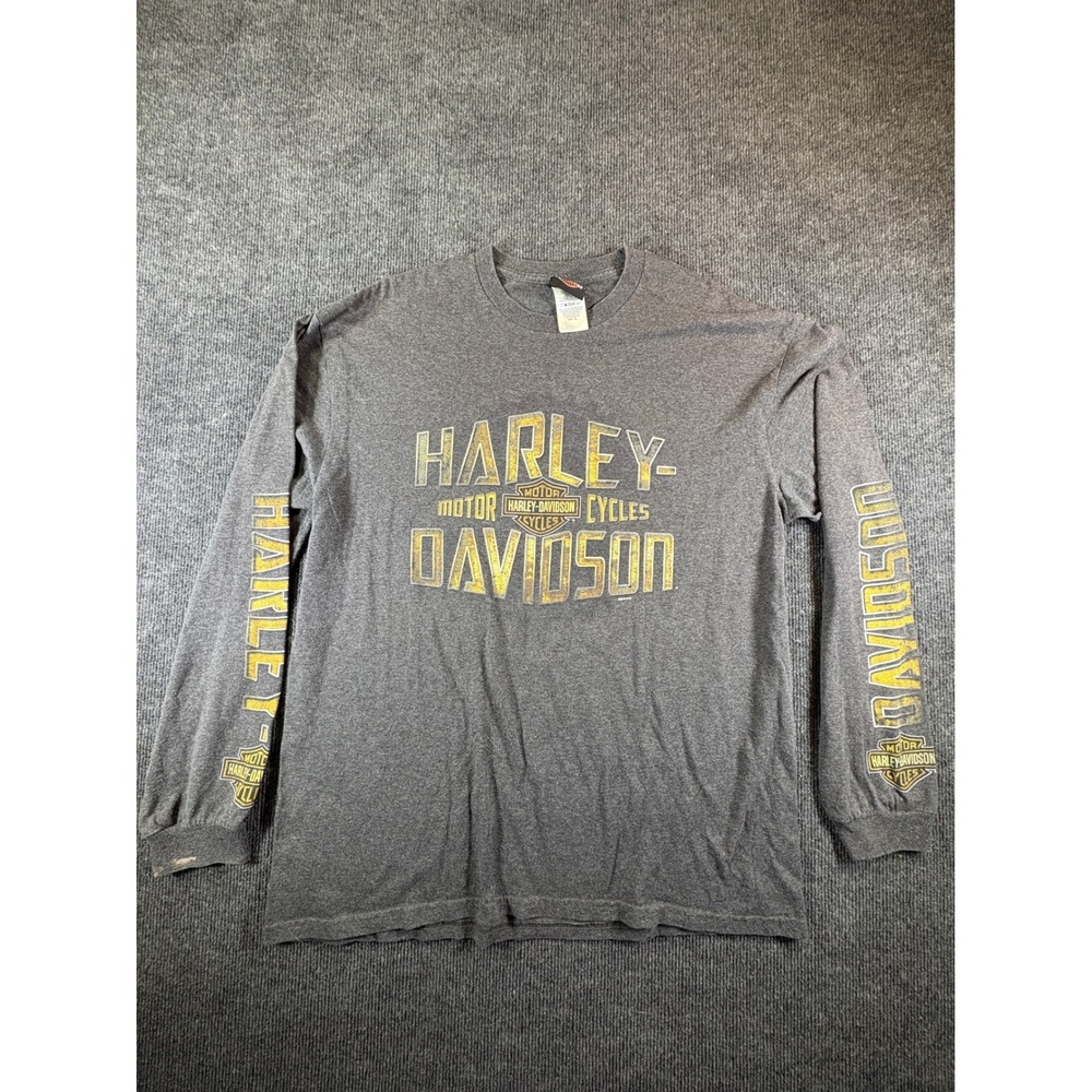 Harley Davidson Koblenz Germany‎ Long Sleeve T-Shirt Mens XL Gray Biker Graphic